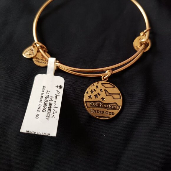 ☮️  NWT Alex and Ani One Nation Under God Gold Charm Bangle Self Love Energy… - Picture 2 of 3